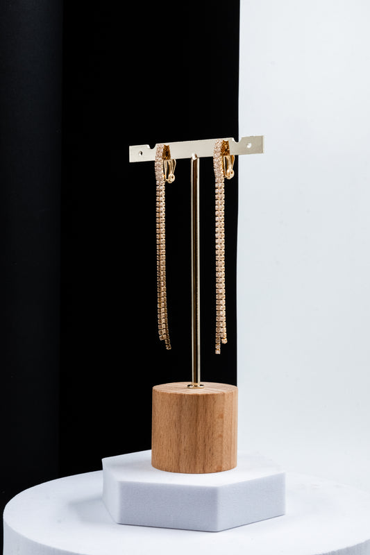 ORECCHINI CLIP 2 FILI STRASS ORO