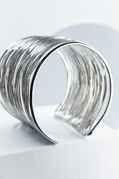 BRACCIALE RIGIDO MULTIFILO 5 CM ARGENTO