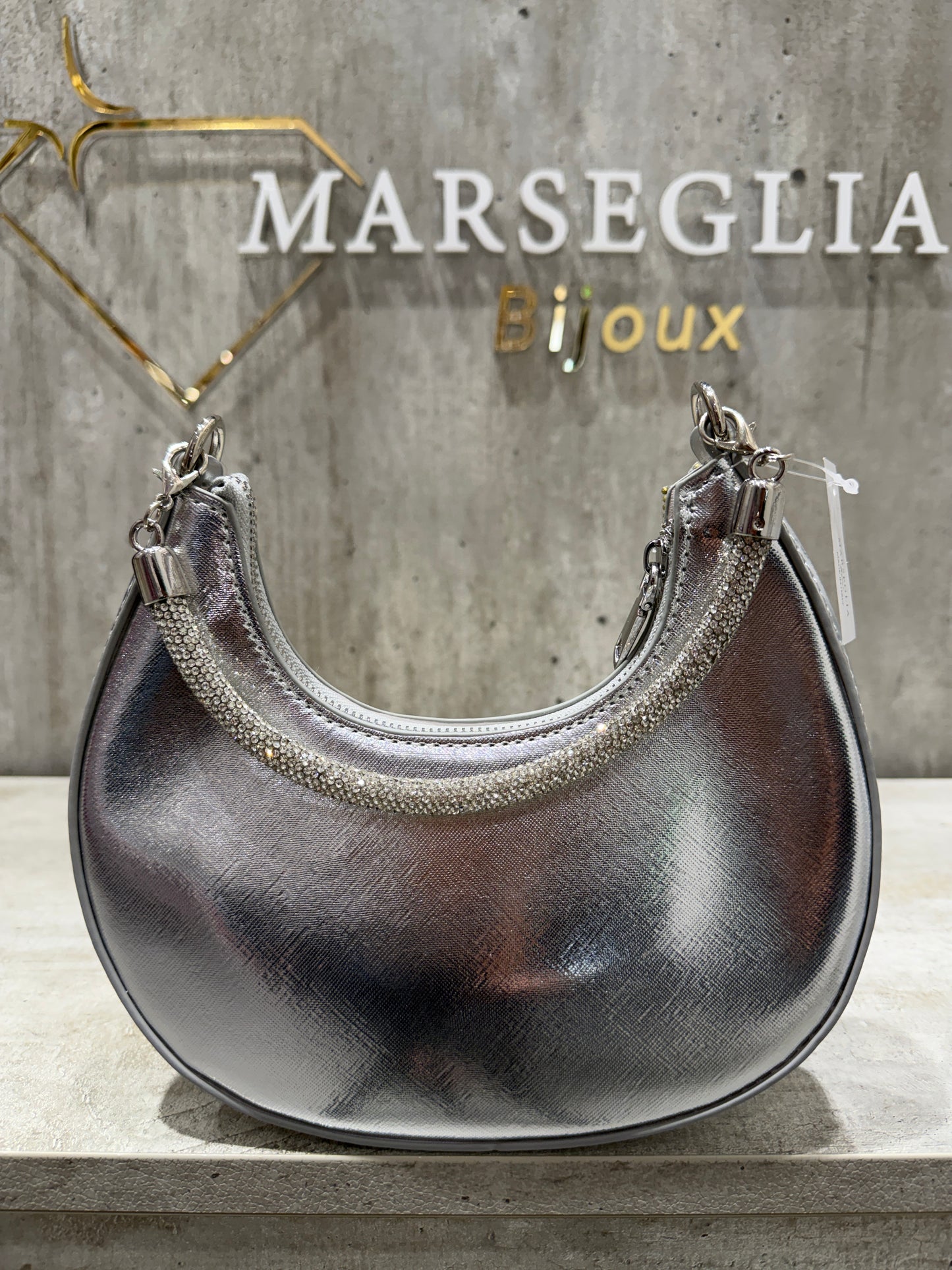 POCHETTE GLITTER ARGENTO