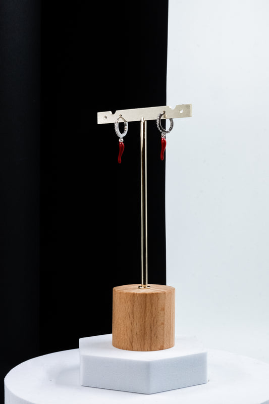 ORECCHINI CORNETTO ARGENTO & ROSSO