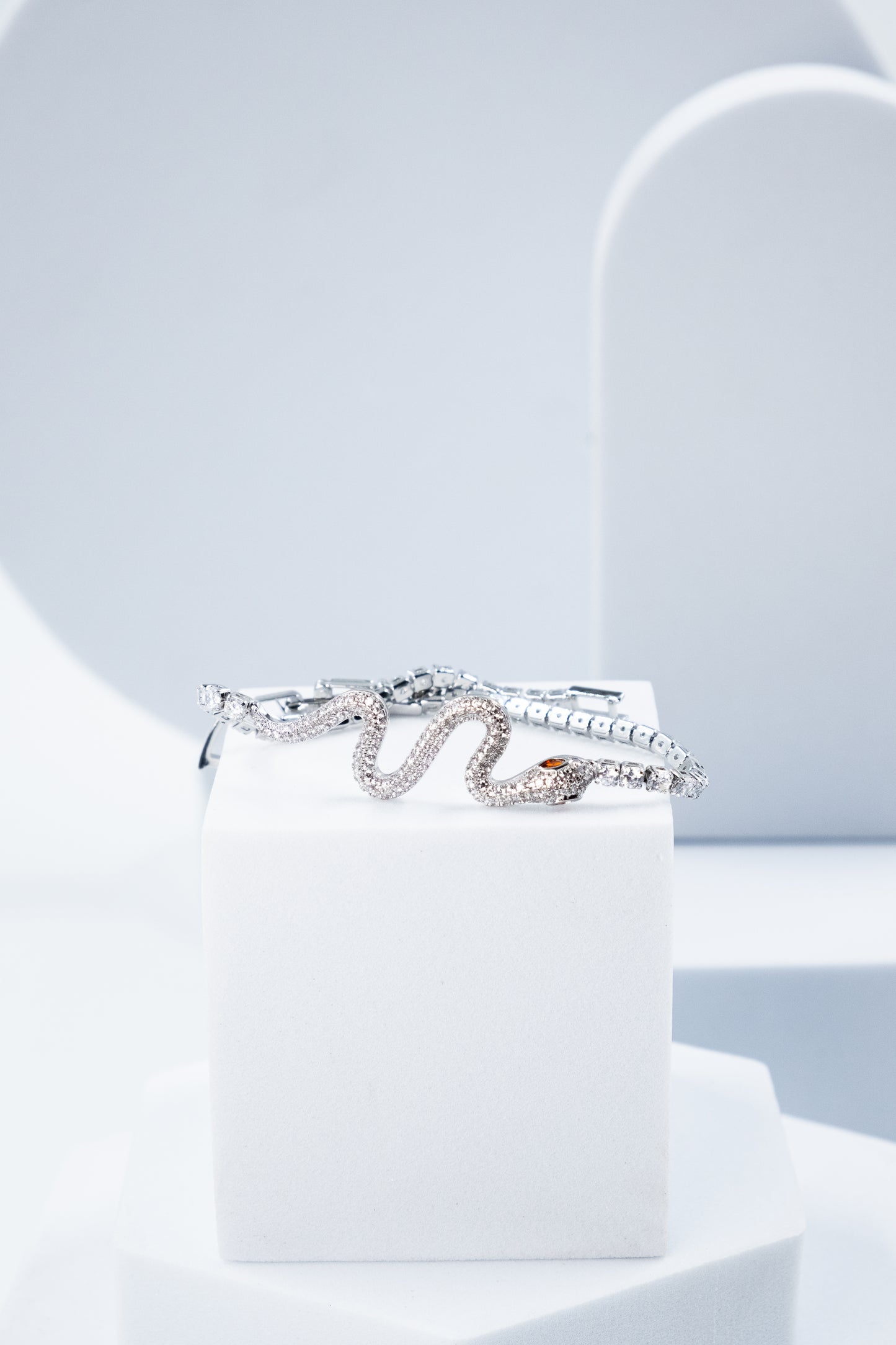 BRACCIALE TENNIS SERPENTE ARGENTO