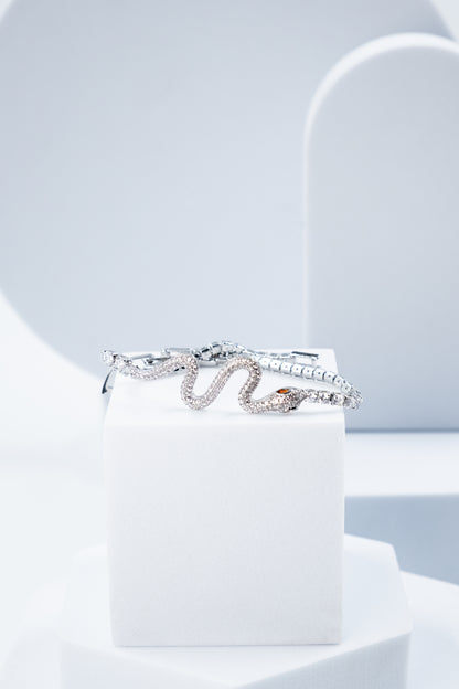 BRACCIALE TENNIS SERPENTE ARGENTO
