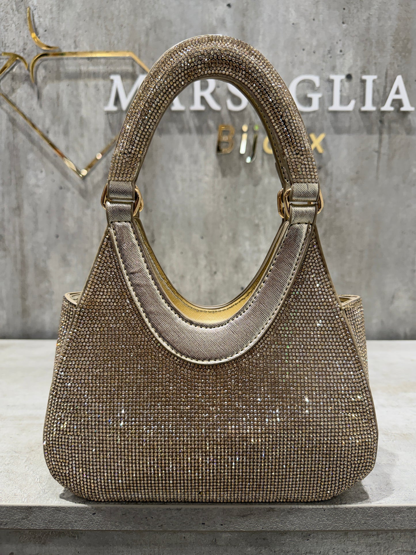 POCHETTE GLITTER RIGIDA ORO