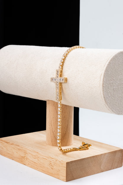BRACCIALE TENNIS CROCE ORO