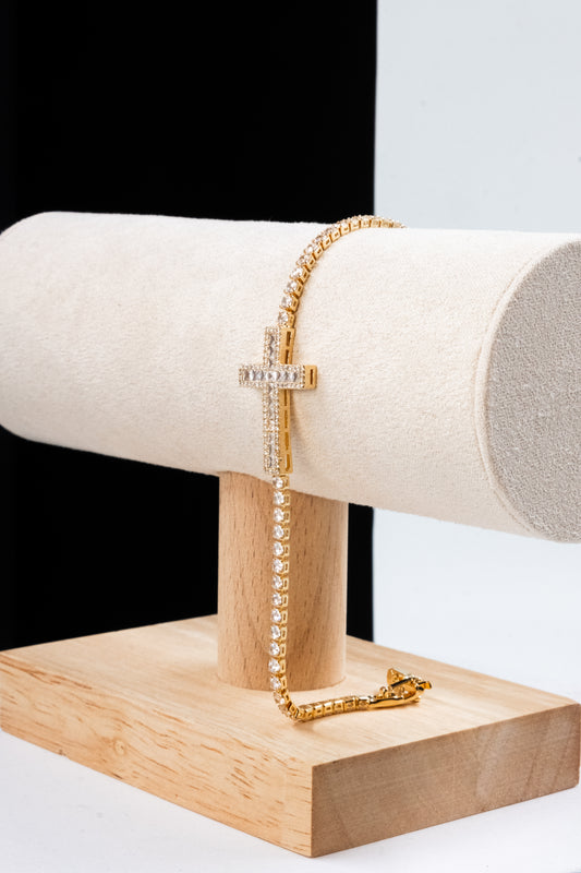 BRACCIALE TENNIS CROCE ORO
