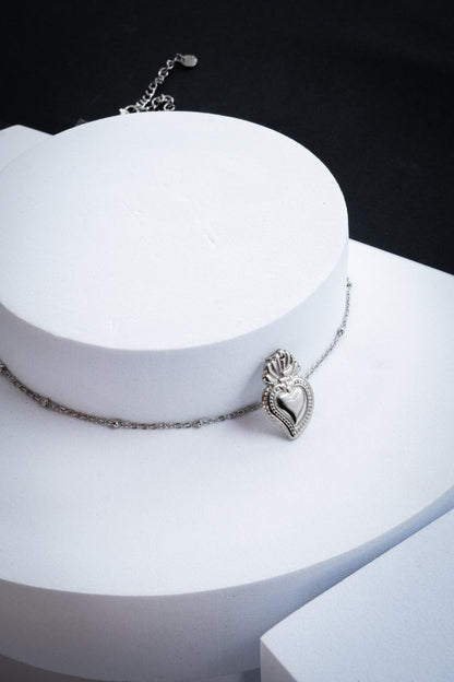 COLLANA CUORE SACRO ARGENTO