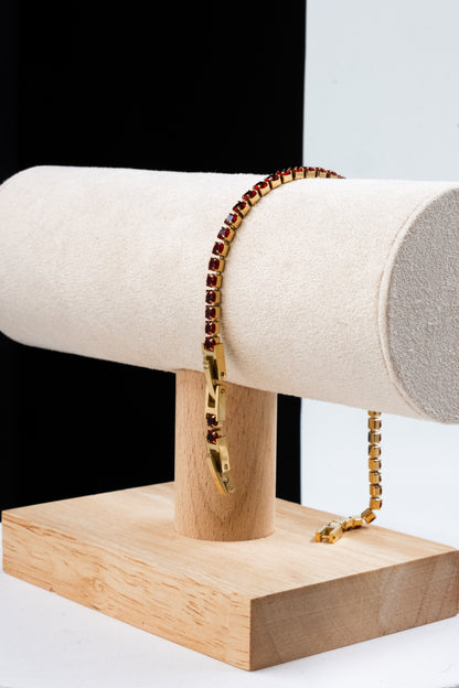 BRACCIALE TENNIS ORO & ROSSO