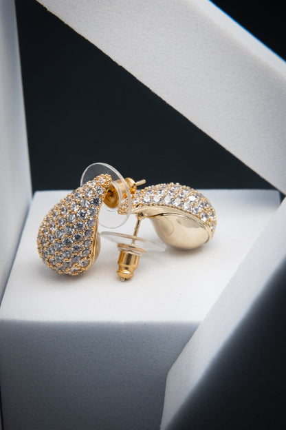 ORECCHINI GOCCIA CRISTALLI ORO 2 CM