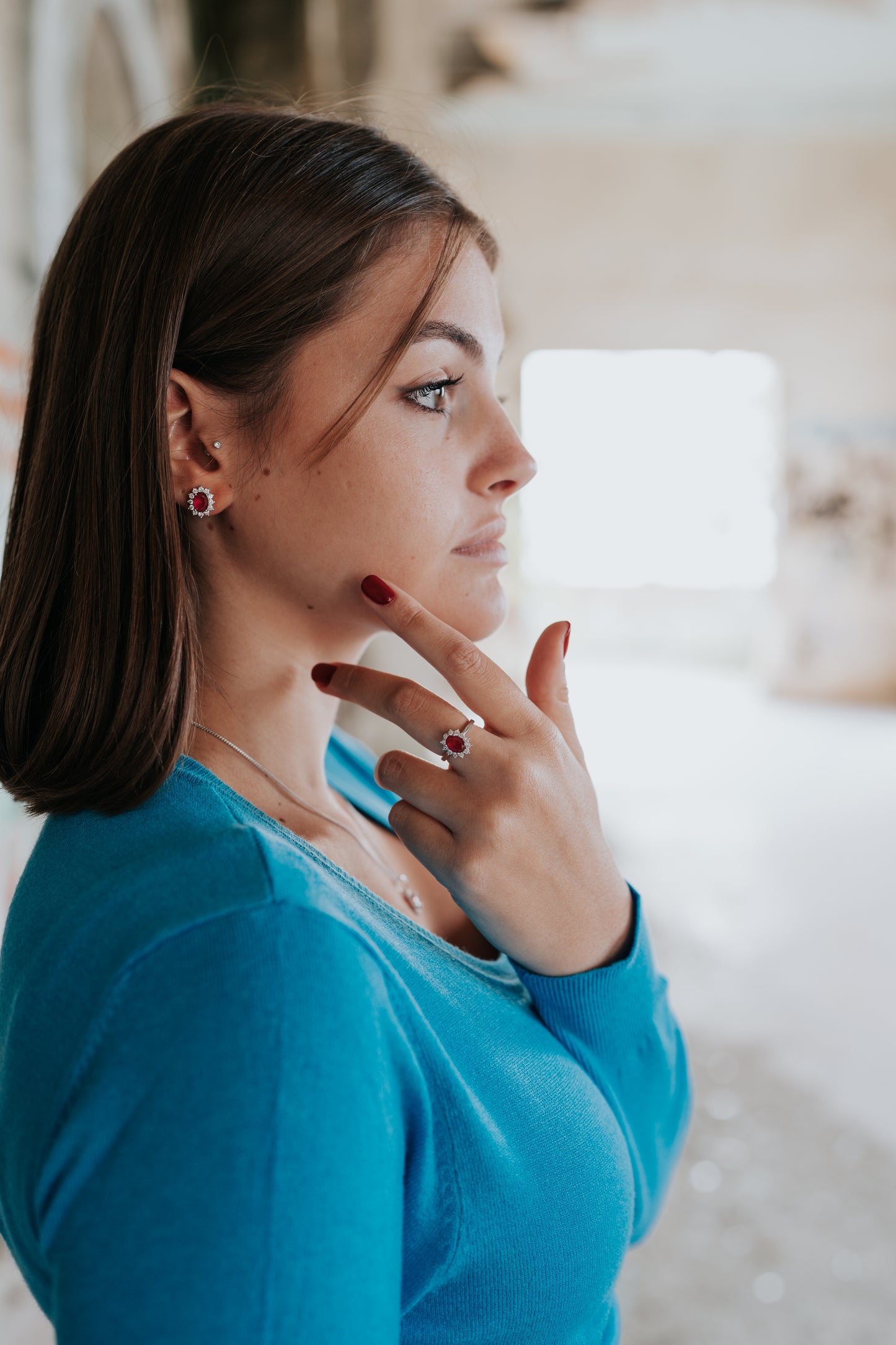 Completo "Kate" 4 pezzi: Argento e Rosso