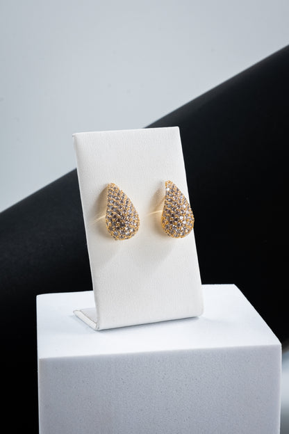 ORECCHINI GOCCIA CRISTALLI ORO 2 CM