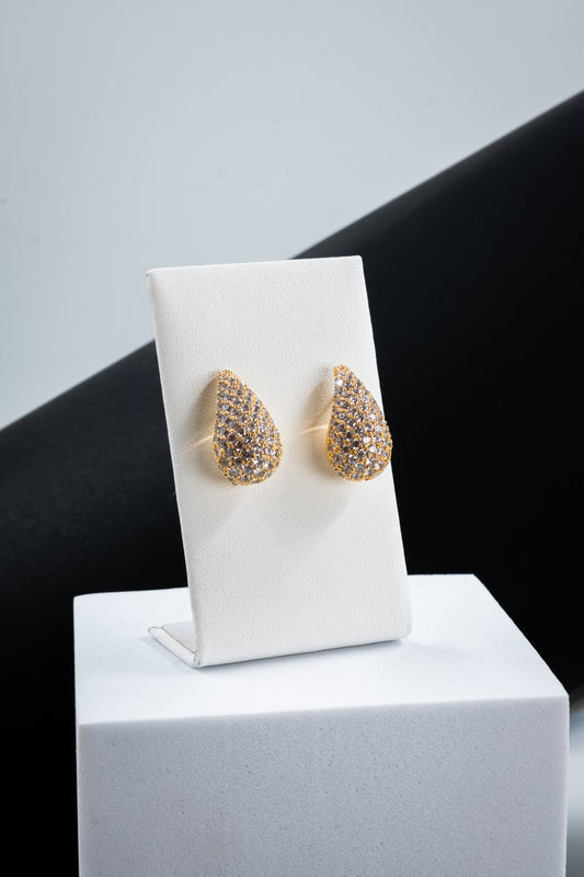 ORECCHINI GOCCIA CRISTALLI ORO 2 CM