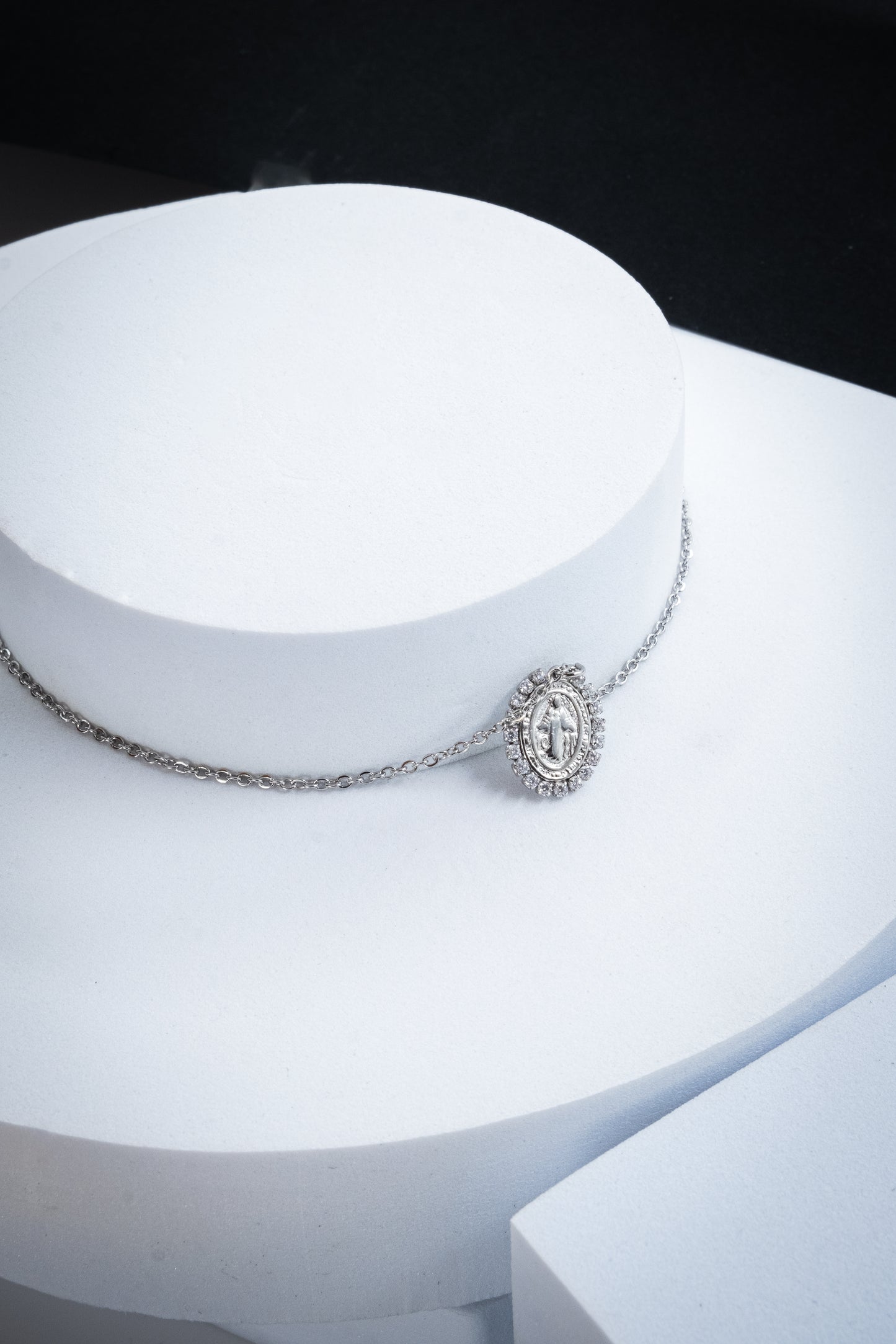 COLLANA MADONNA CRISTALLI ARGENTO