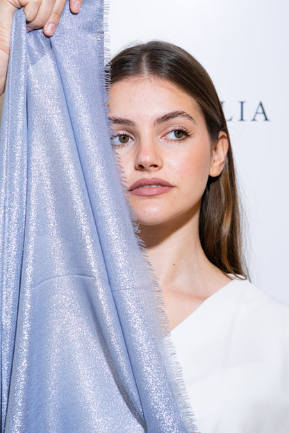 STOLA VISCOSA LUREX CELESTE & ARGENTO