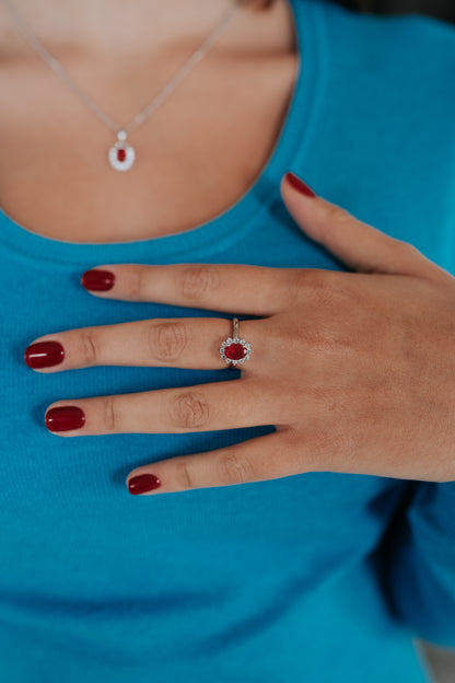 Completo "Kate" 4 pezzi: Argento e Rosso