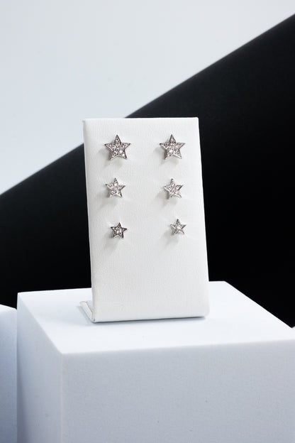 SET ORECCHINI STELLE CRISTALLI ARGENTO
