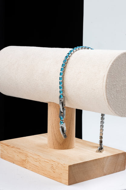 BRACCIALE TENNIS ARGENTO & AZZURRO