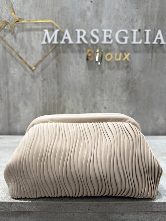 CLUTCH PLISSE BEIGE