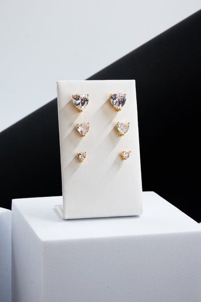 SET ORECCHINI CUORI ORO PUNTI LUCE