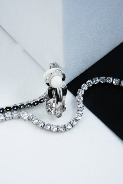 ORECCHINI CLIP 1 FILO STRASS ARGENTO