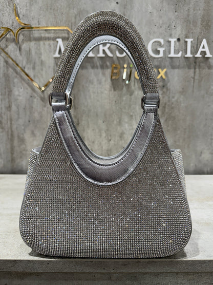 POCHETTE GLITTER RIGIDA ARGENTO