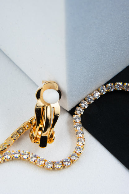 ORECCHINI CLIP 1 FILO STRASS ORO