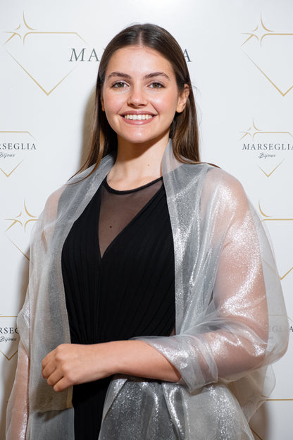 STOLA ORGANZA LUREX ARGENTO CHIARO