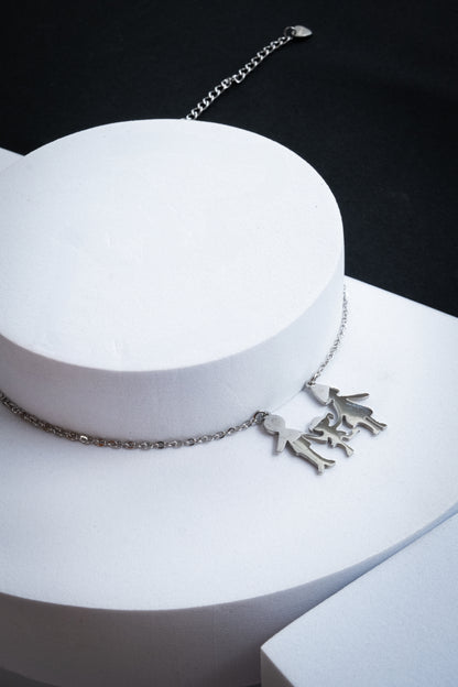 COLLANA MAMMA,PAPÀ & FIGLIA ARGENTO