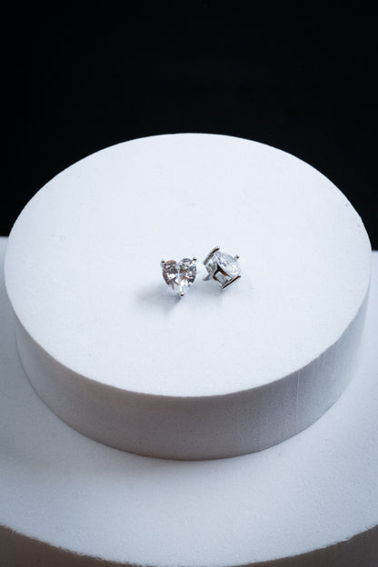 SET ORECCHINI CUORI ARGENTO PUNTI LUCE