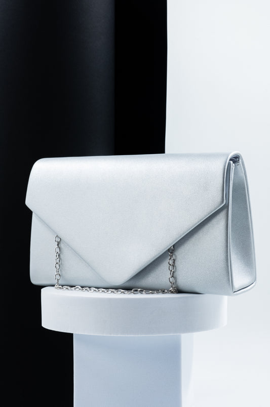 POCHETTE IN ECOPELLE ARGENTO