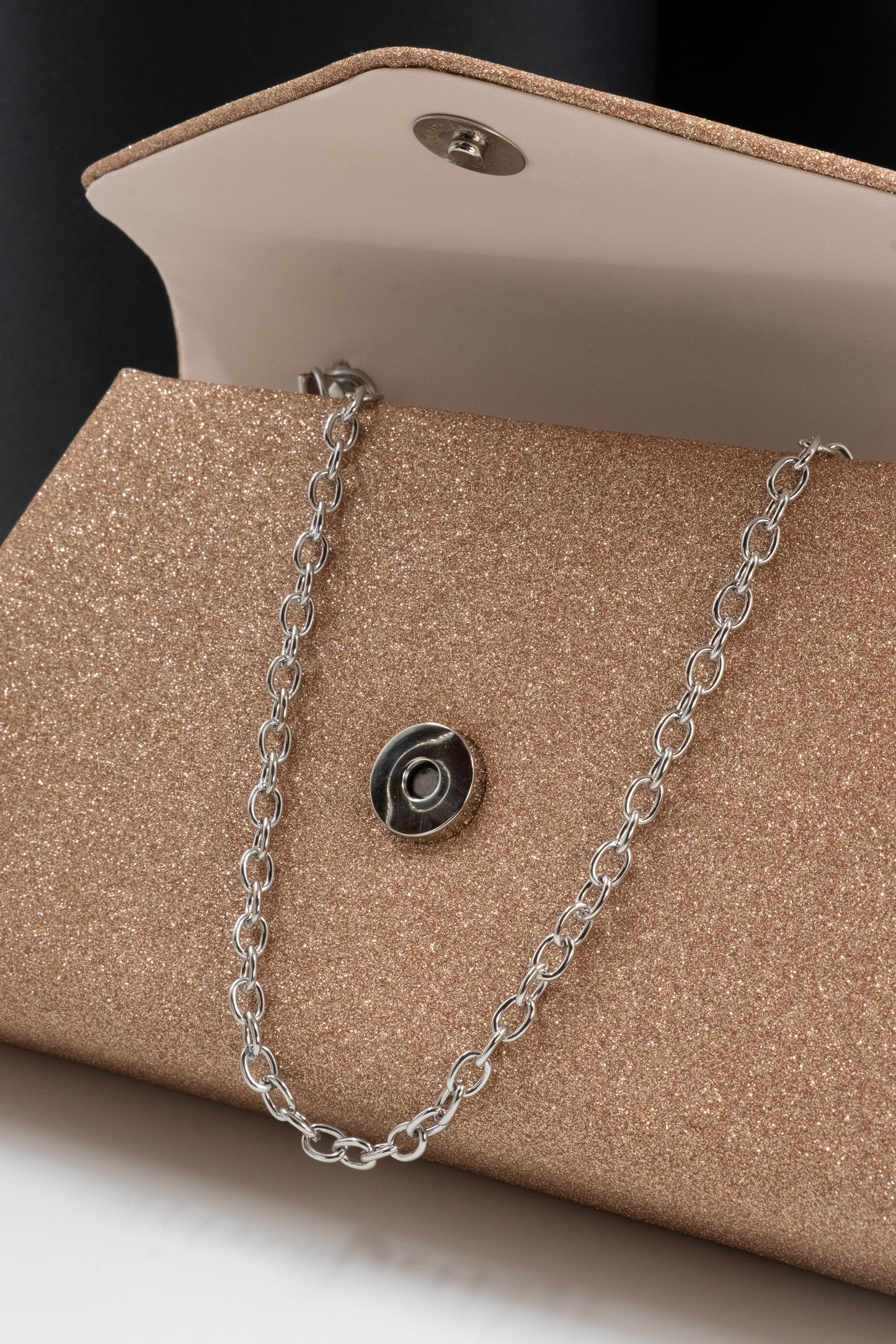 POCHETTE GLITTER ORO ROSA