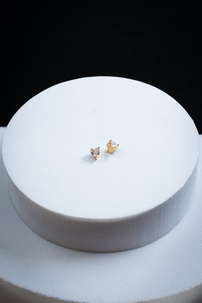 SET ORECCHINI CUORI ORO PUNTI LUCE