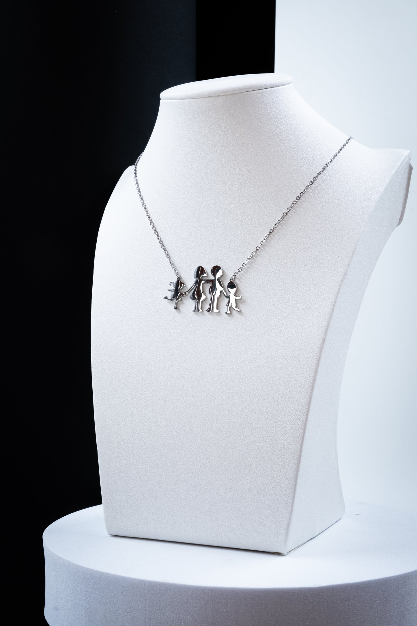 COLLANA MAMMA,PAPÀ,FIGLIA & FIGLIO ARGENTO