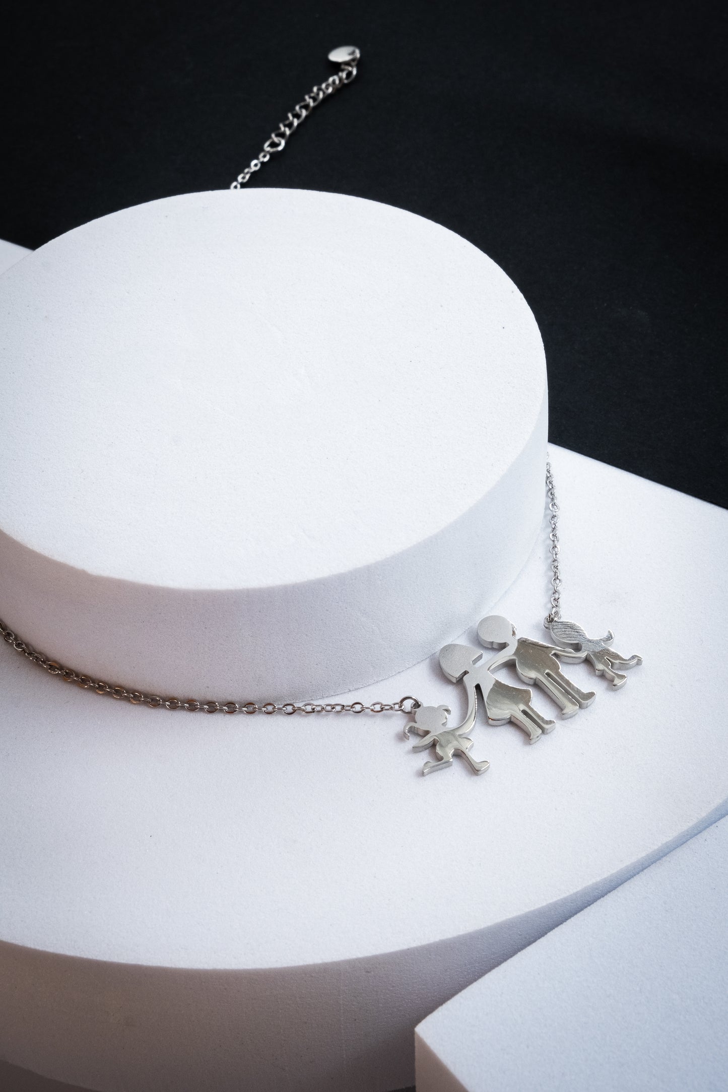 COLLANA MAMMA,PAPÀ,FIGLIA & FIGLIO ARGENTO