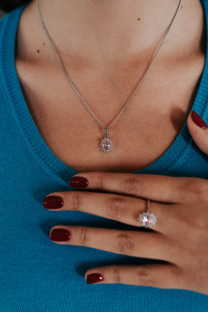 Completo "Kate" 4 pezzi: Argento e Rosa