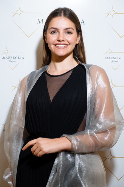 STOLA ORGANZA LUREX ARGENTO SCURO