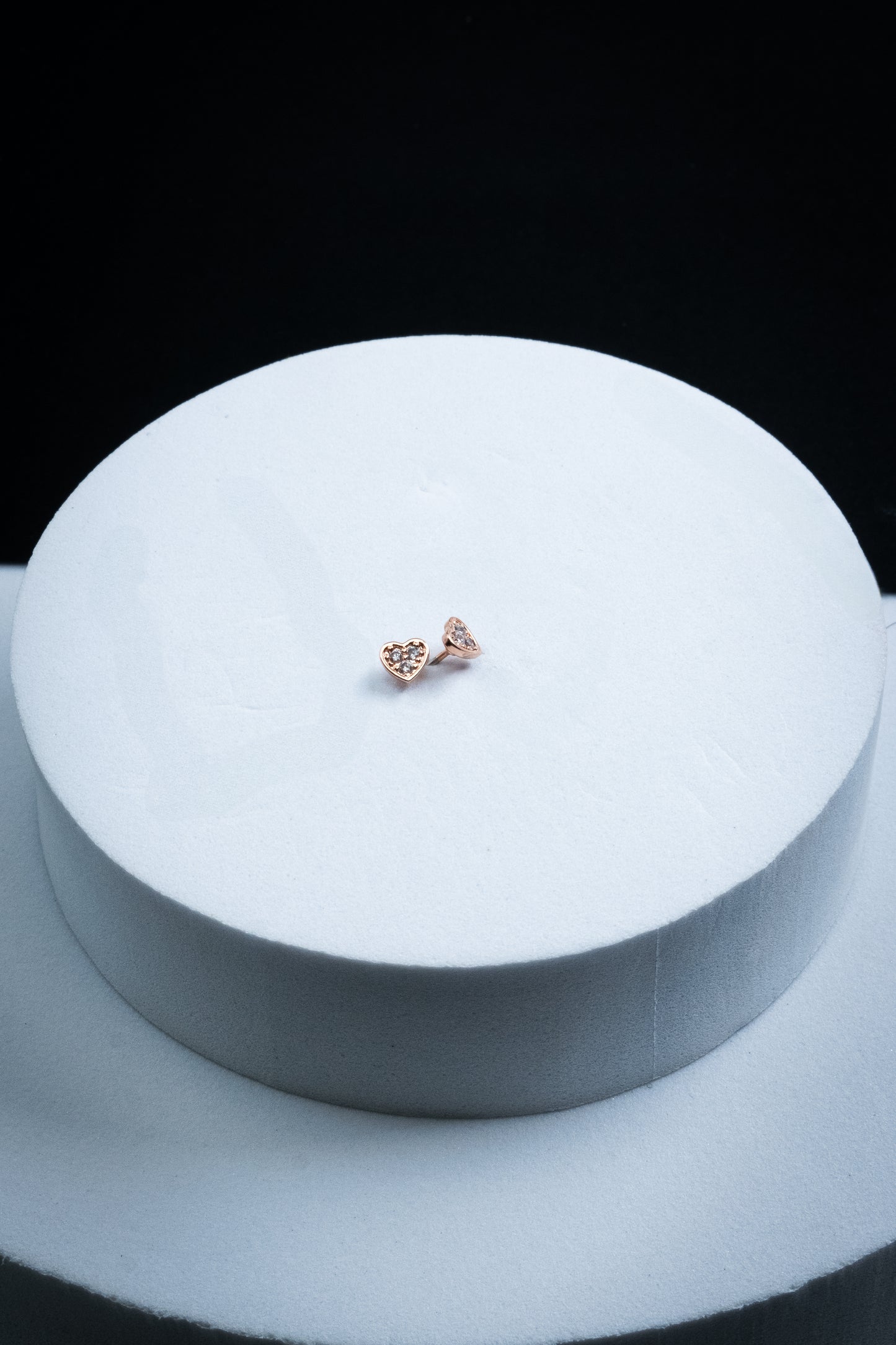 SET ORECCHINI CUORI CRISTALLI ORO ROSA