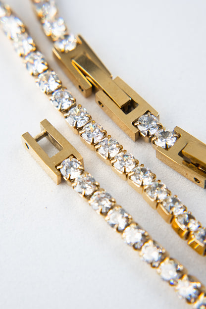 BRACCIALE TENNIS ORO & BIANCO