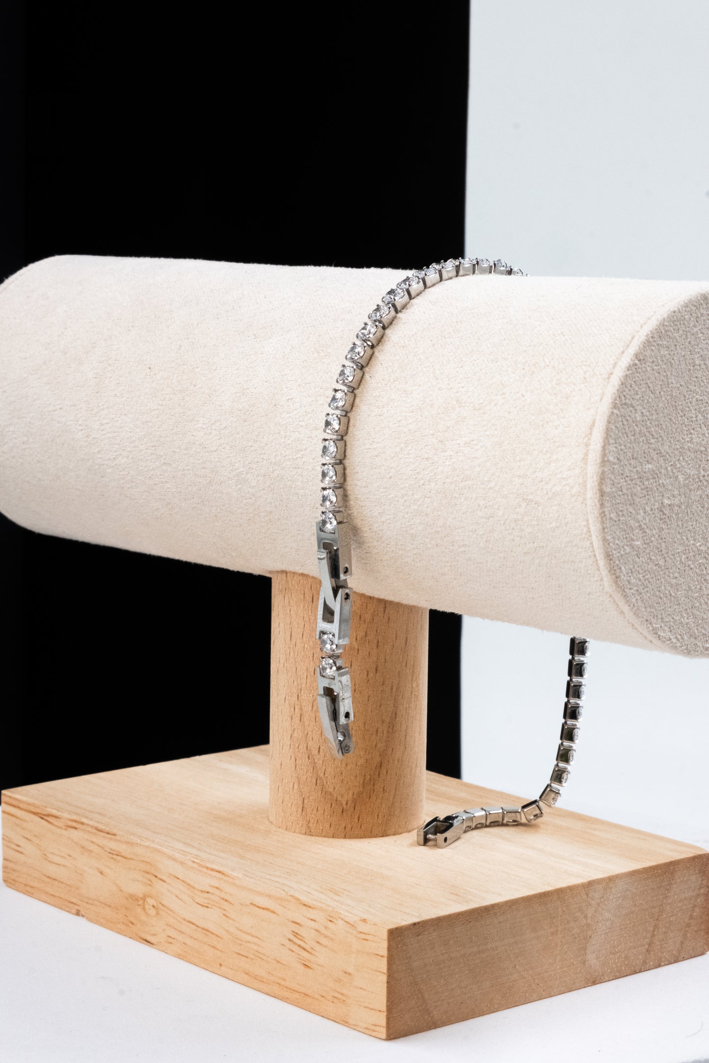 BRACCIALE TENNIS ARGENTO & BIANCO