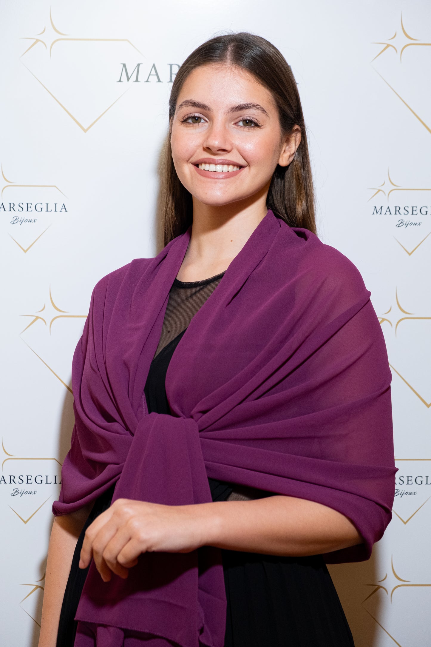 STOLA CHIFFON CICLAMINO