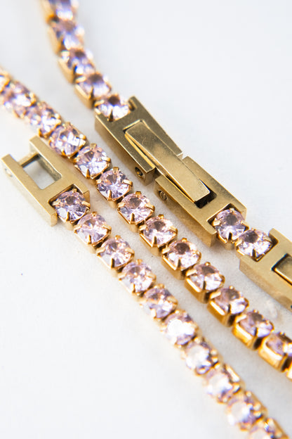 BRACCIALE TENNIS ORO & ROSA