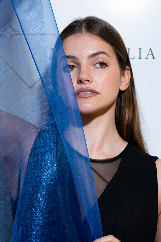 STOLA ORGANZA LUREX BLU ELETTRICO