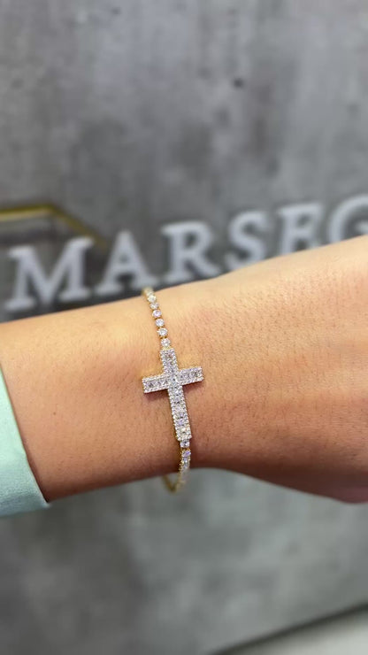 BRACCIALE TENNIS CROCE ORO