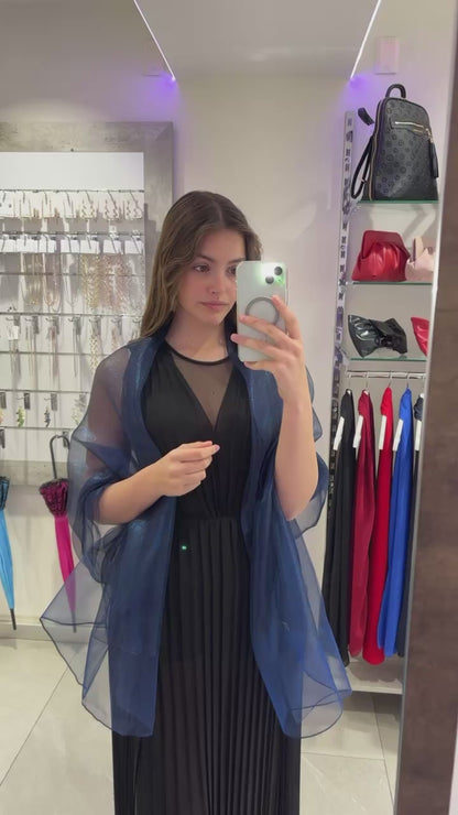 STOLA ORGANZA LUREX BLU NOTTE