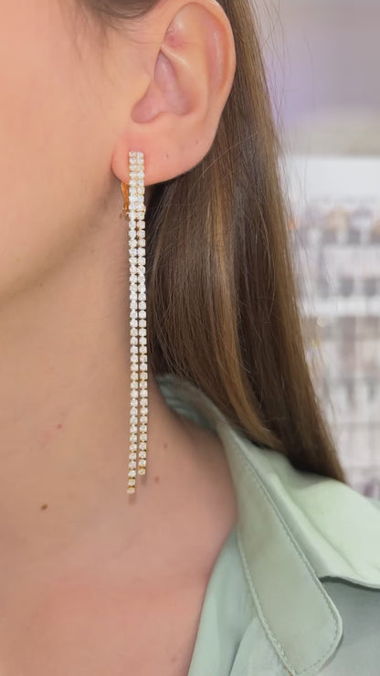 ORECCHINI CLIP 2 FILI STRASS ORO