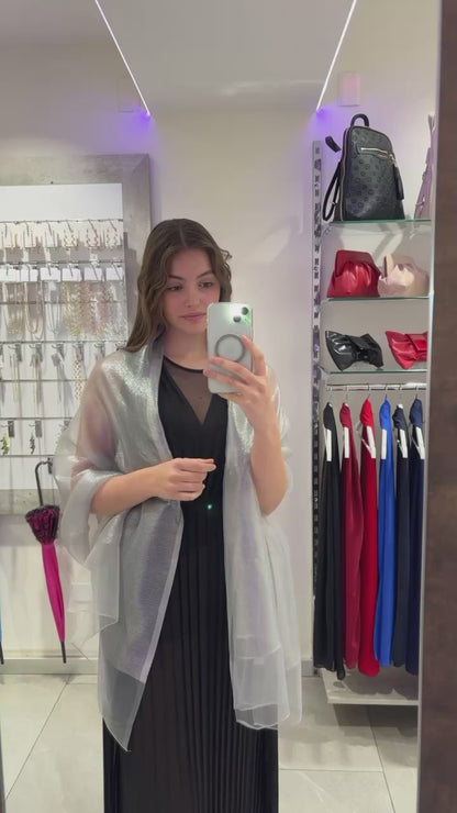 STOLA ORGANZA LUREX ARGENTO SCURO