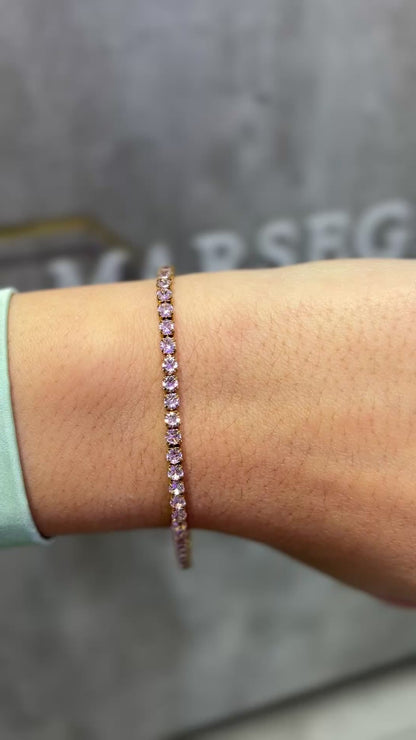 BRACCIALE TENNIS ORO & ROSA