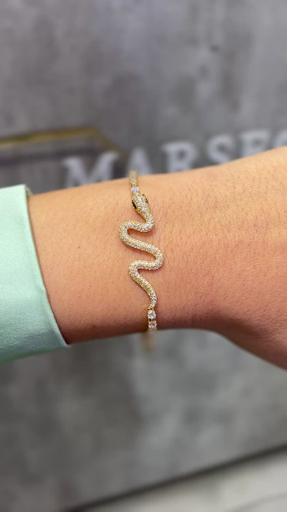 BRACCIALE TENNIS SERPENTE ORO