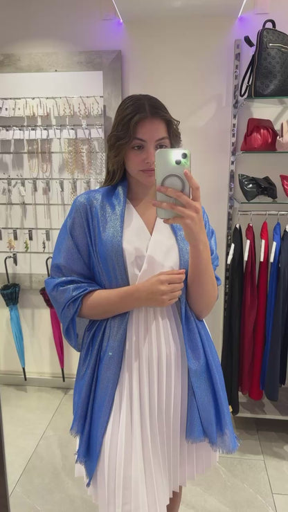 STOLA VISCOSA LUREX BLU & ARGENTO