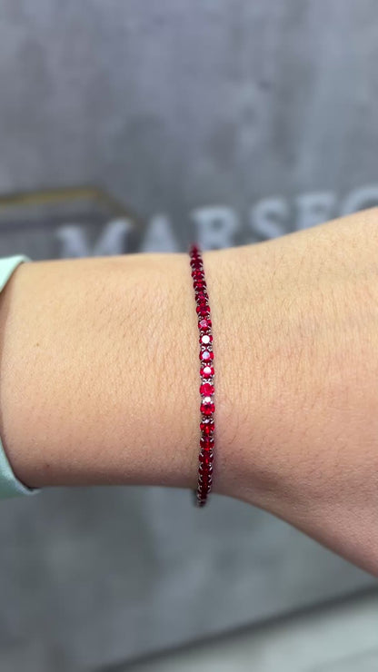 BRACCIALE TENNIS ARGENTO & ROSSO