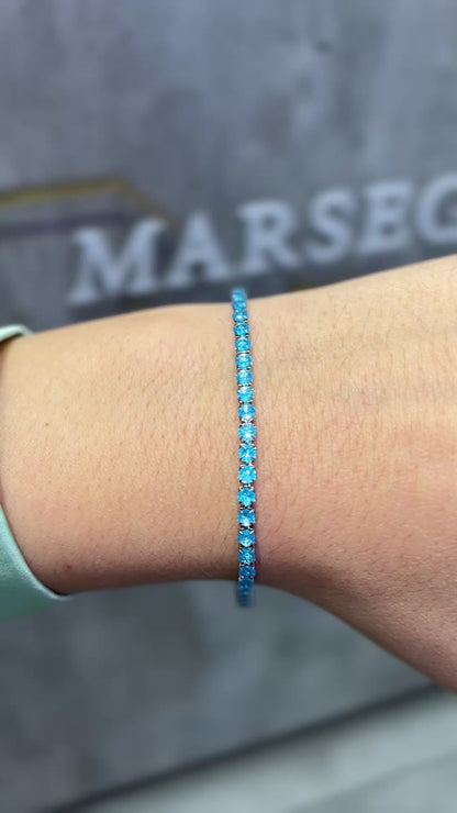 BRACCIALE TENNIS ARGENTO & AZZURRO